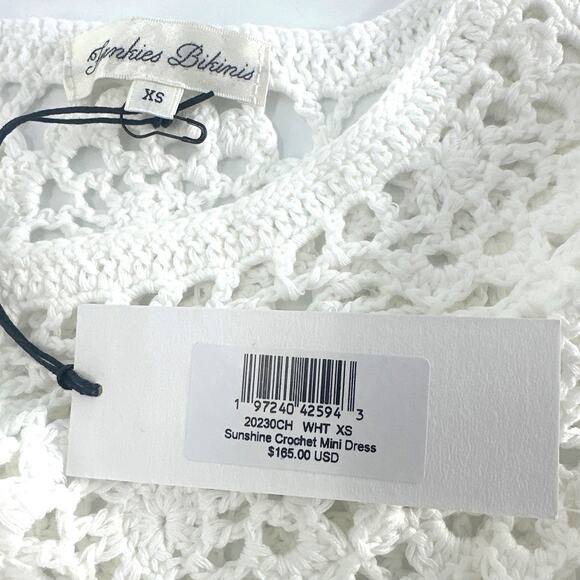 Frankies Bikinis Women's White Sunshine Crochet Mini Dress Size XS - Picture 9 of 10
